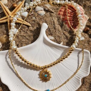 İnci Kolye Turkuaz Taşlı ve Nazar Boncuk Kombin Kolye - Görsel 3