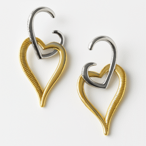 Kadın Vip Garment Serisi İki Kalpli Küpe - Görsel 1