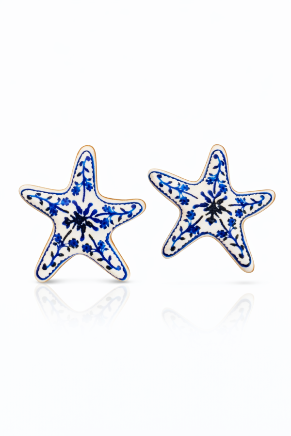 Lunessa mavi beyaz deniz yıldızı kadın küpe