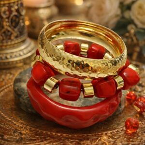 Runor | Çoklu Tasarım Kırmızı Kemik Bileklik - Görsel 3