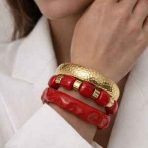 Runor | Çoklu Tasarım Kırmızı Kemik Bileklik - Görsel 1