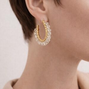 Ruby Kiss |Beyaz Renk Tasarım Küpe - Görsel 3