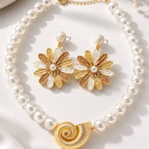 Salyongoz | Cam İnci Choker Kolye Ve Küpe Kombin