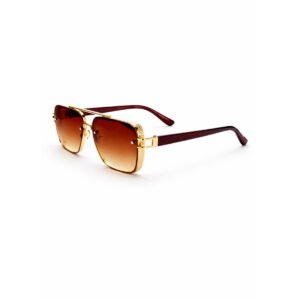 Unisex Gold Metal Çerçeve Kahverengi Degrade Cam Güneş Gözlüğü