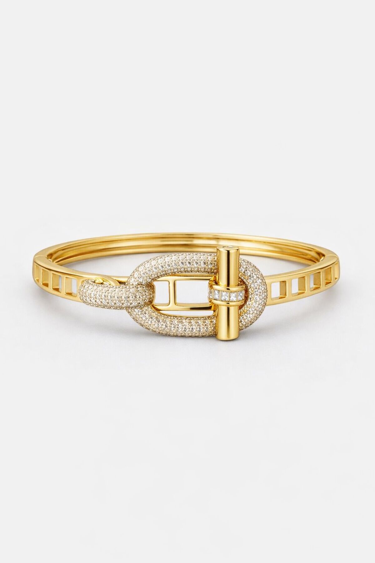 Gold Veil | Şık Tasarım Zirkon Taşlı Kelepçe Bileklik