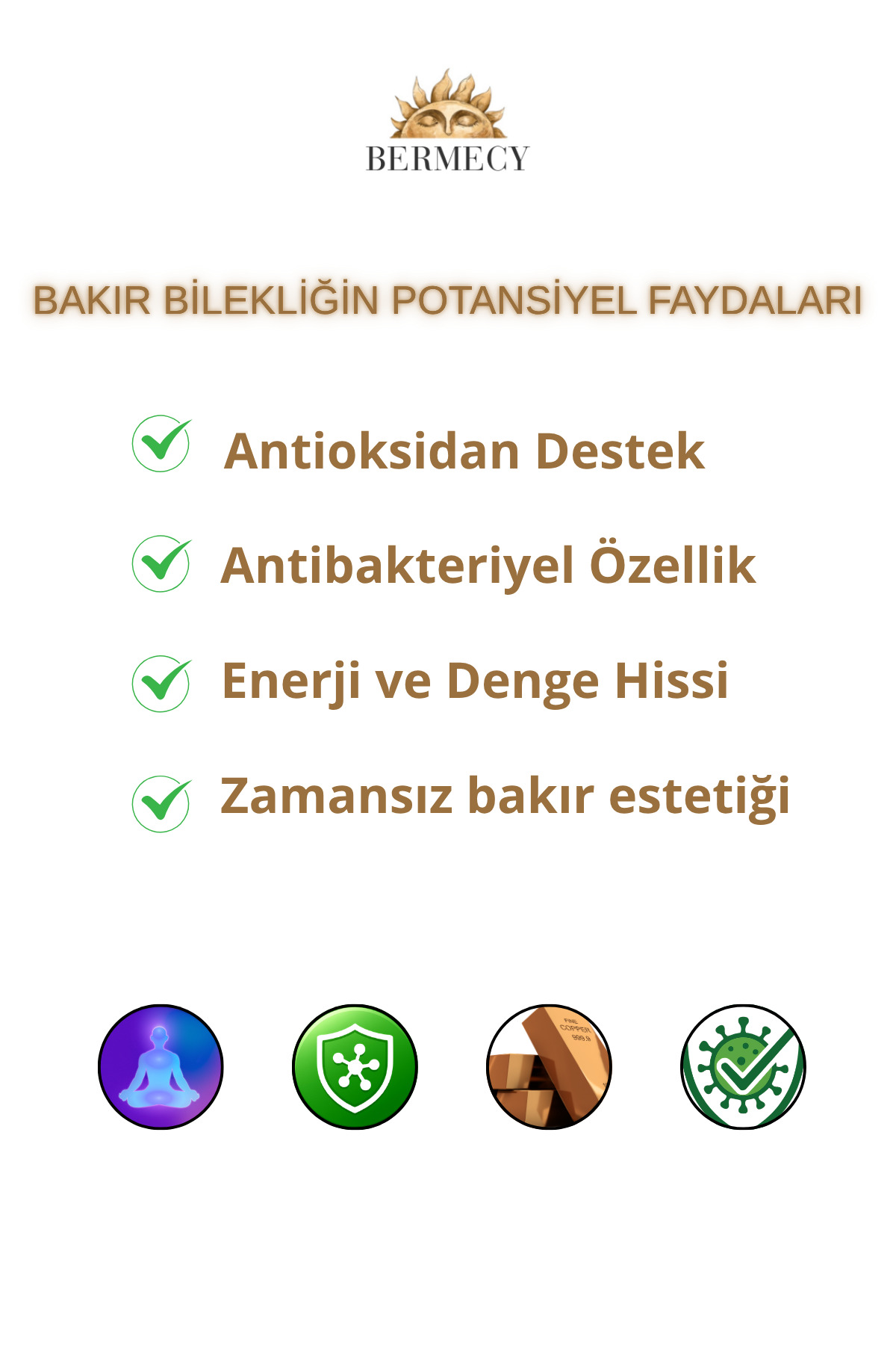 Copper Pulse | El Yapımı Bakır Bileklik Saf %100 Manyetik Alan Koruyucu Kadın Bileklik