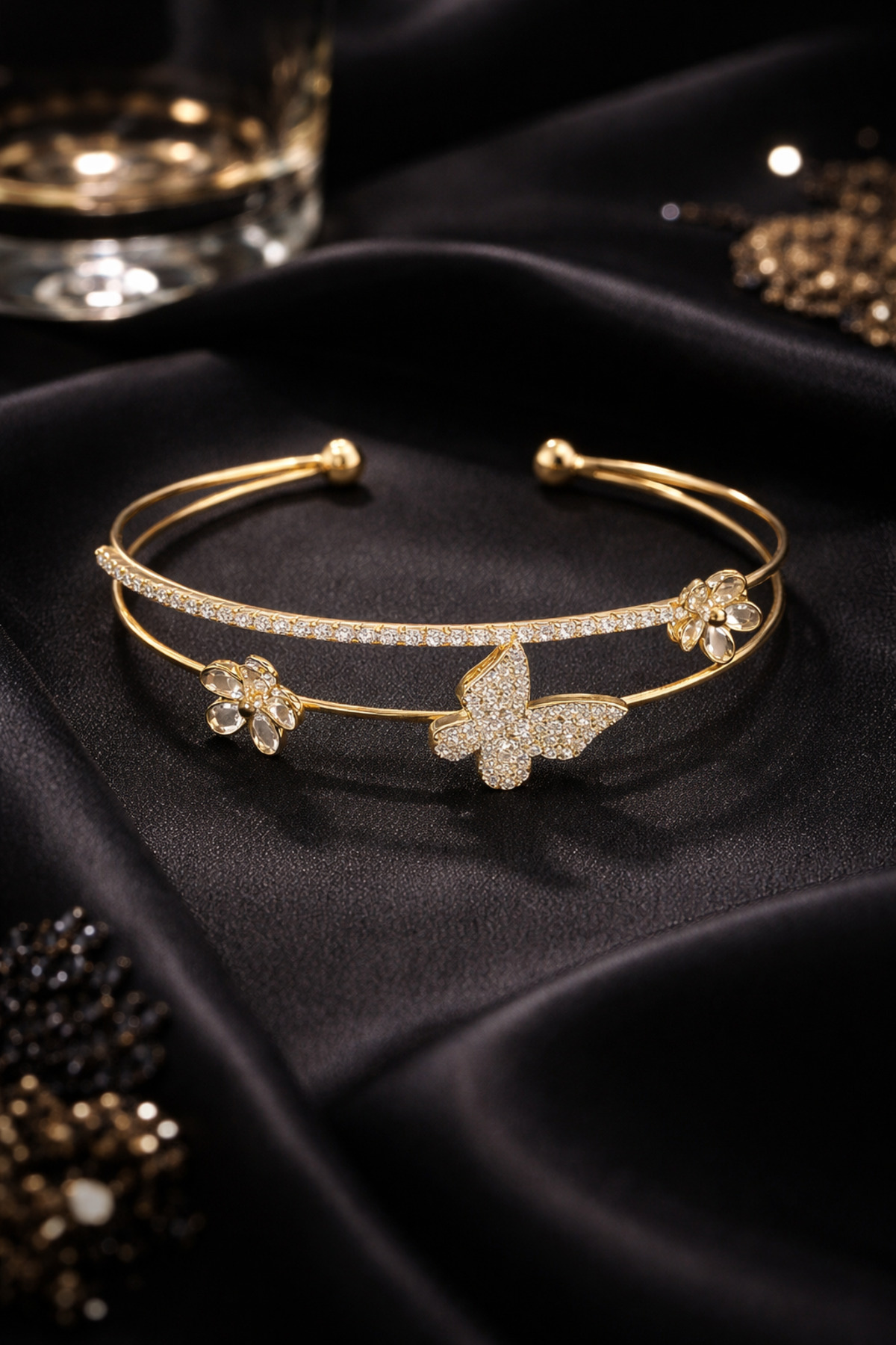 Sirelia | Zirkon Taşlı Kadın Gold Bileklik