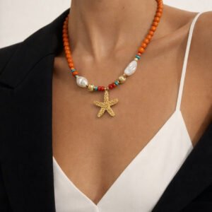 Sidereal Orange | Deniz Yıldızı Şık Tasarım Kolye