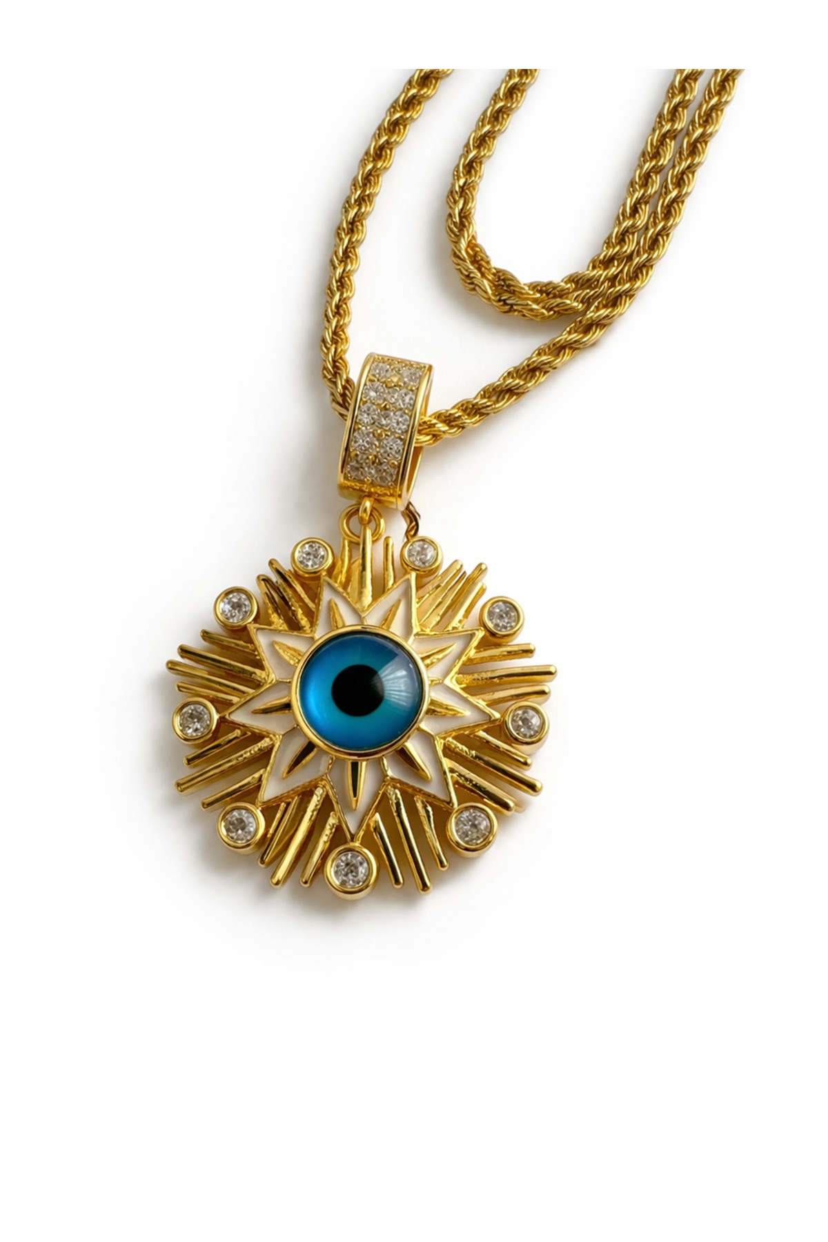 Eye One | Zirkon Taşlı 18K Altın Kaplama Paslanmaz Çelik Kolye