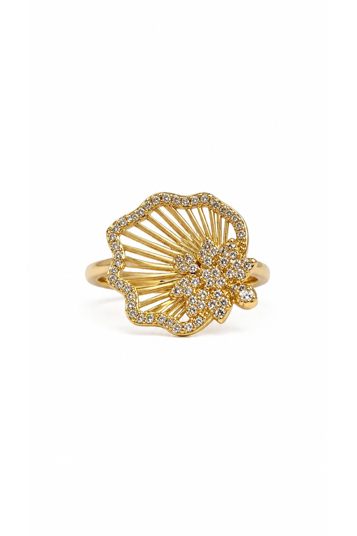 Gold Flower | 14 Ayar Altın Kaplama Şık Tasarım Ayarlanabilir Yüzük