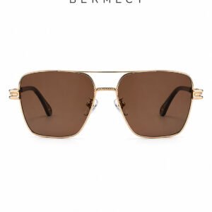 Exlas | Kahverengi Gold Detaylı Titanyum Çerçeve Tasarım Unisex Güneş Gözlüğü